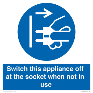 Switch this appliance off at the socket when not in use